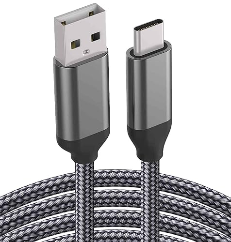 Cable de carga USB tipo C de 15 pies extra largo nailon cable de carga rápida para Samsung Galaxy S21 S20 S10e S10 Plus Note 20 10 A70 A51 A50 A20