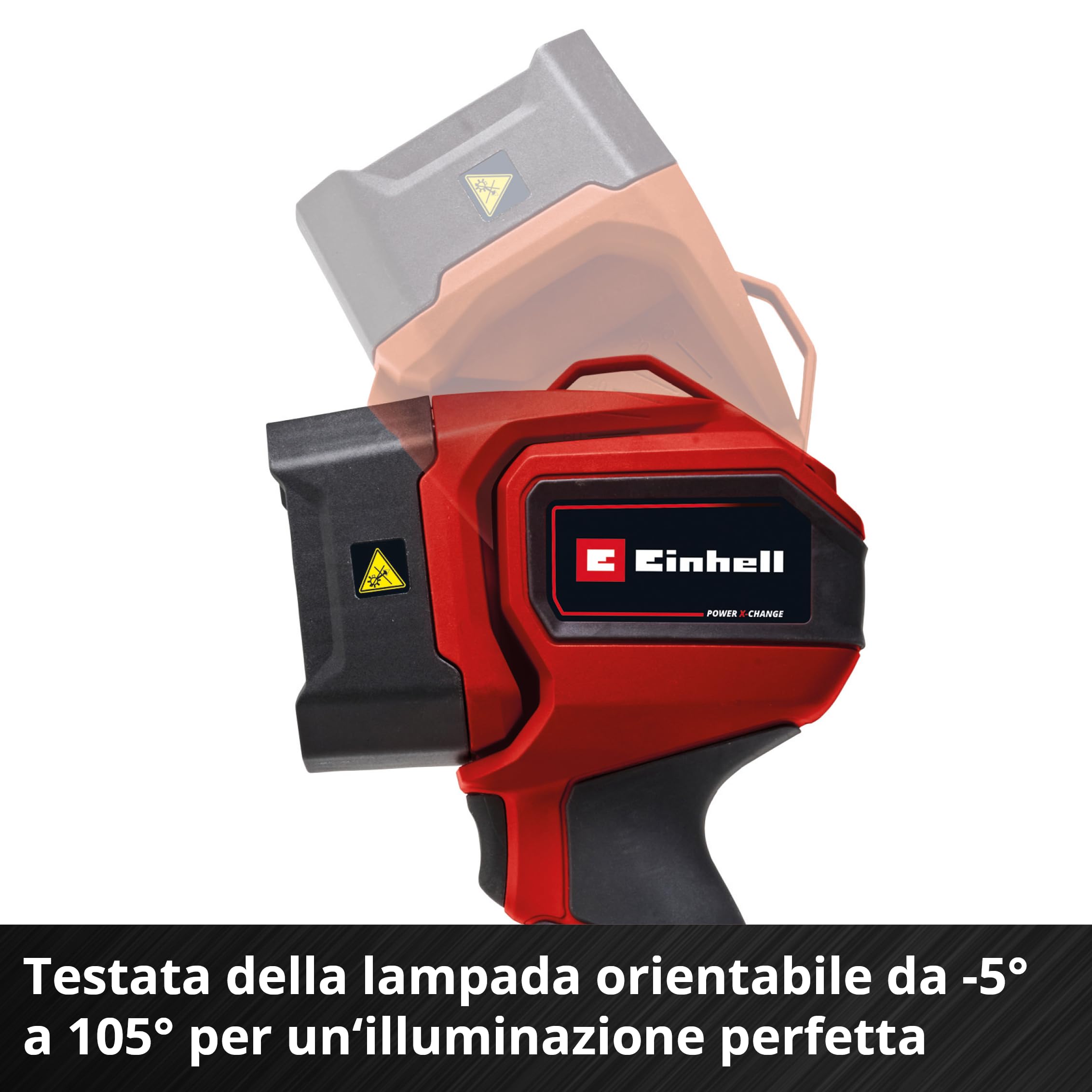 Einhell Torcia a batteria TC-CL 18/350 Li-Solo Power X-Change (18 V, 350 lm, 7000 K, portata 30 m, testata orientabile, luce LED di alta qualità, batteria esclusa)