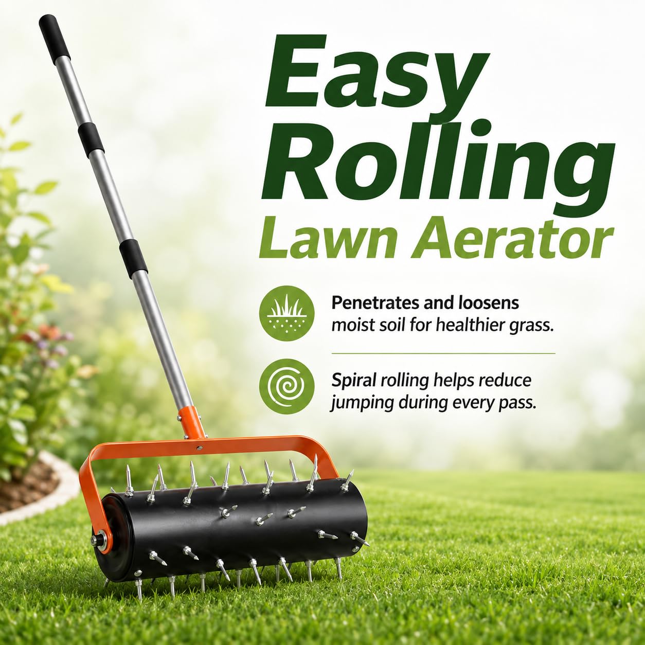 Aerator rolkowy do trawnika. Unikaj gleby twardej, gliniastej