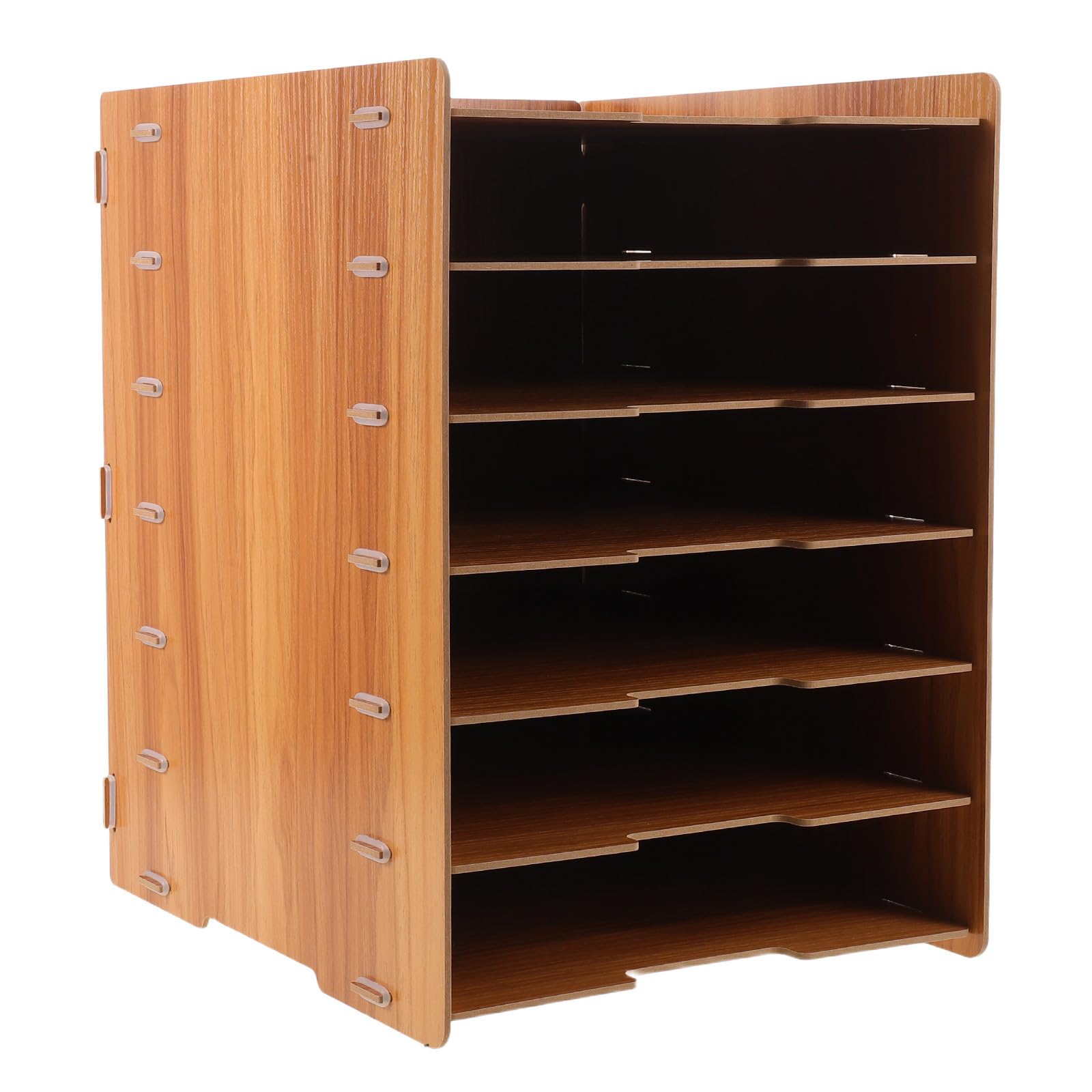 jojofuny Organizador de Archivos de Madera Natural para Oficina con 7 Niveles Apilables y Separación Escalonada Adecuado para Escritorio y Lugar de Trabajo