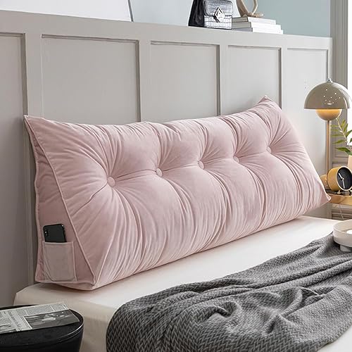 Miniatura 8 de Almohada de pared triangular con botones copetudos, cojín de apoyo de lectura, almohada de cama de lectura suave de color sólido para cuello,