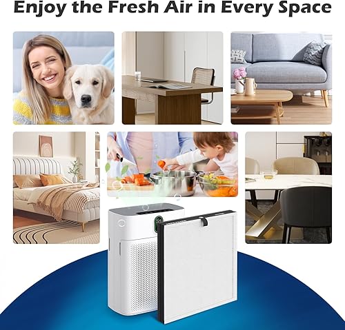 Miniatura 8 de SAKEGDY Paquete de 4 filtros de repuesto True HEPA, compatibles con el purificador de aire MORENTO HY4866 y purificador de aire YIOU M1, paquete de