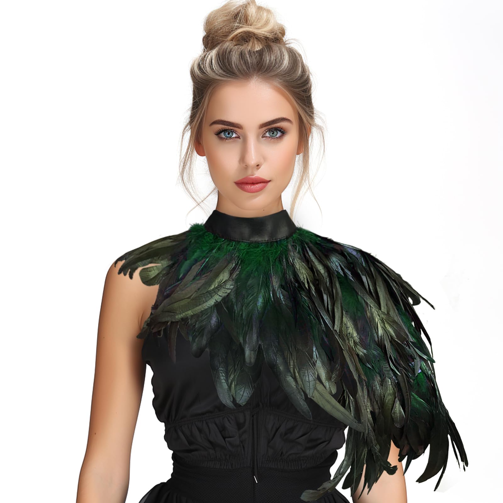 HOMELEX Feather Cape Shawl Costume Black Witch Wings Collar Adult Crow Neck
