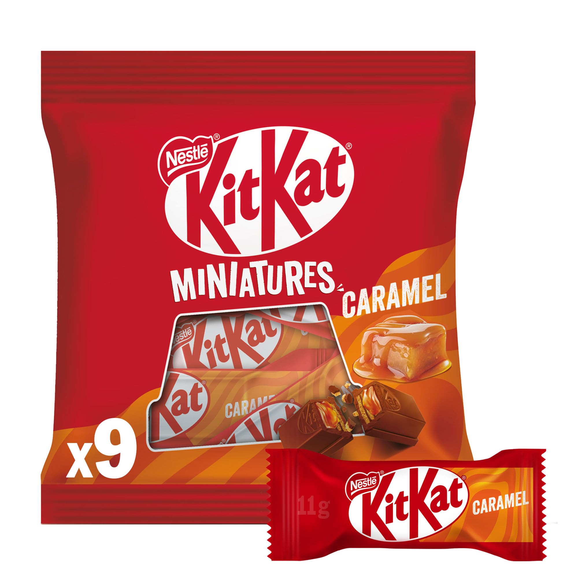 KitKatMiniatures Caramel Chocolate Crispy Wafer Fingers with Caramel Chocolate Coating, 110 grams