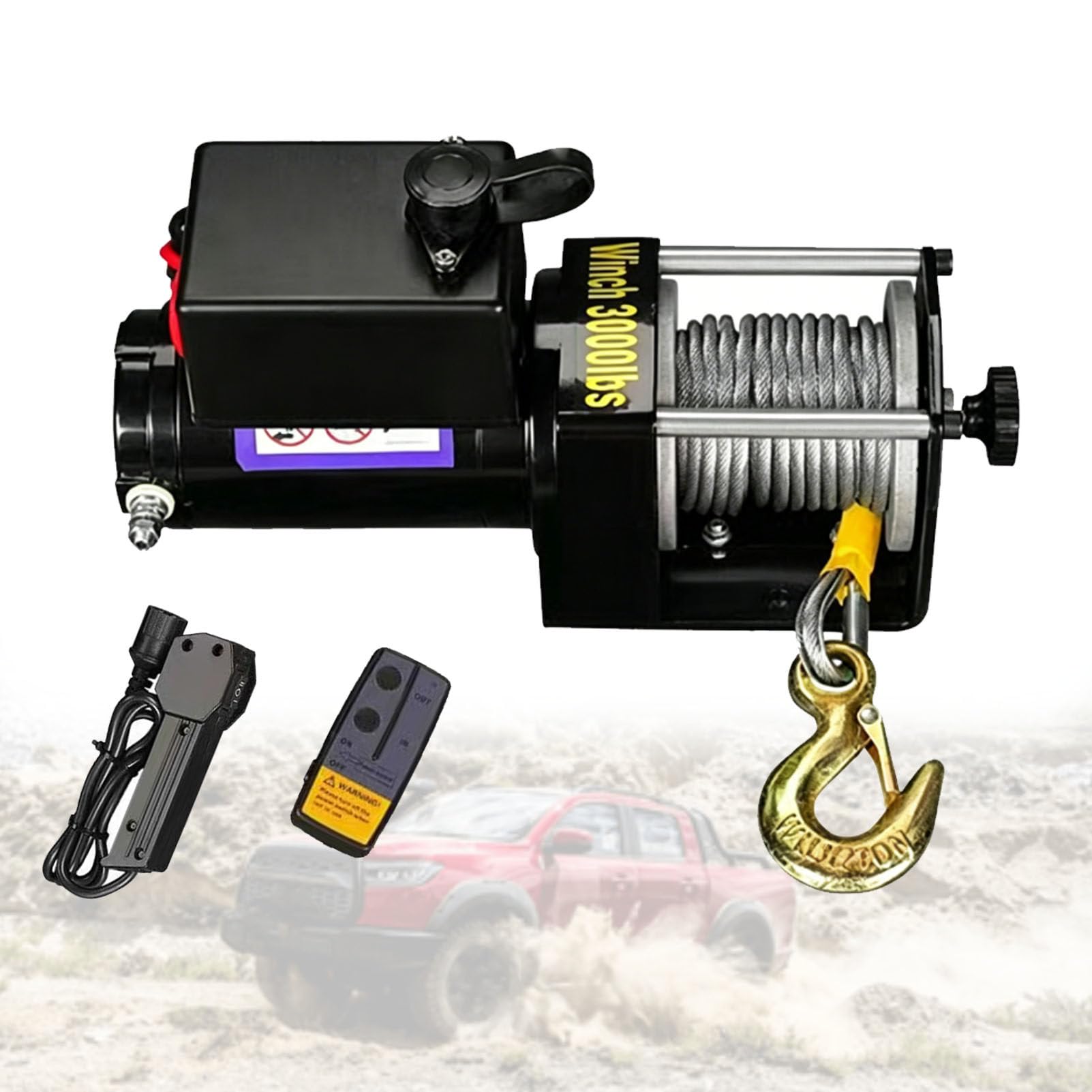 Zowdrix Heavy Duty Electric Winch 4500lbs, Anti-Twist Steel Cable Towing Winch with Wireless Remotes and Corded Control, for Off Road Vehicle Self-Rescue 24V-3000lbs