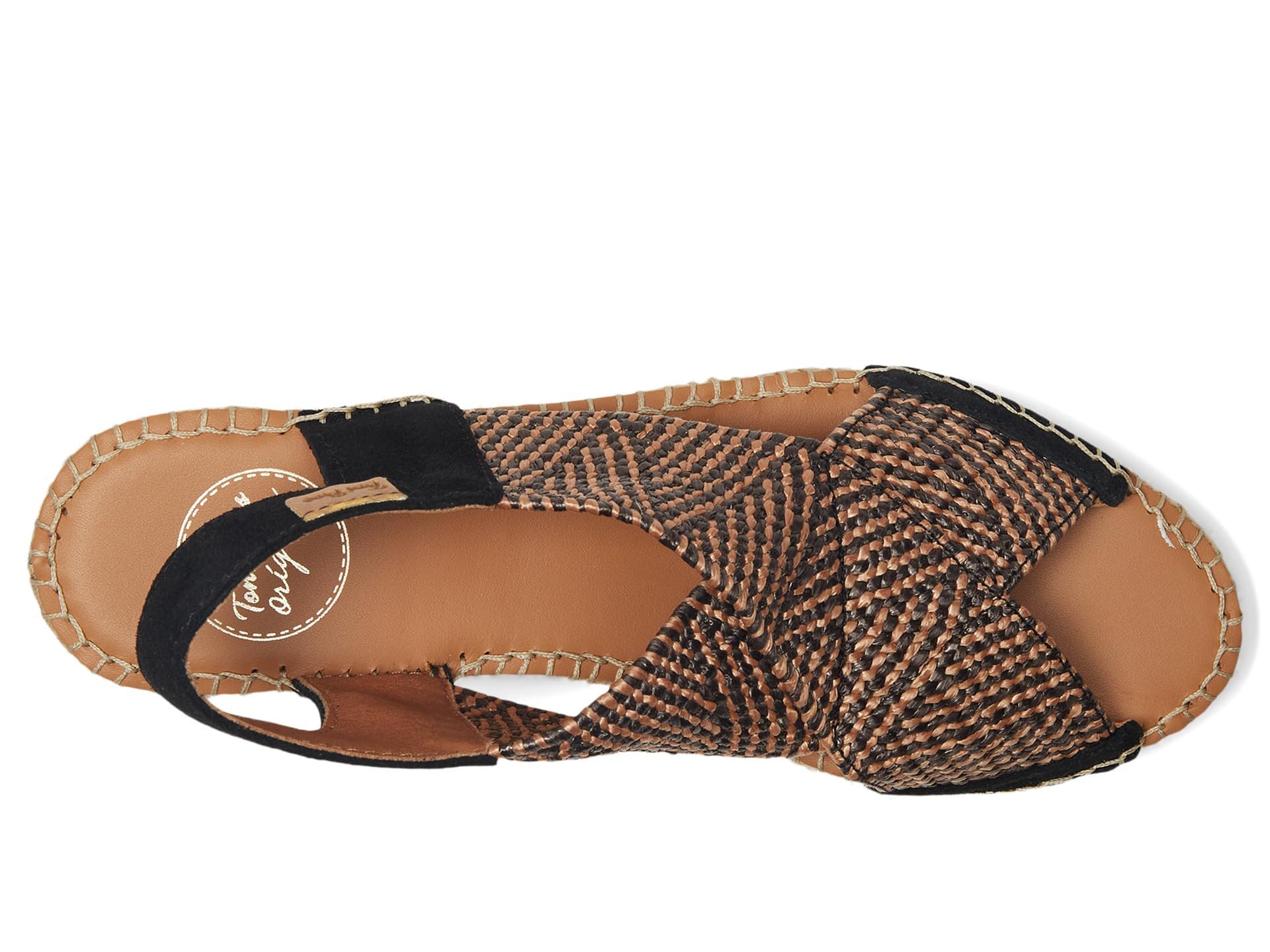 TONI PONS - Sandalia de piel con tiras,cuña de esparto,plataforma,suela de goma,planta de gel, para: Mujer color: NEGRO talla:36