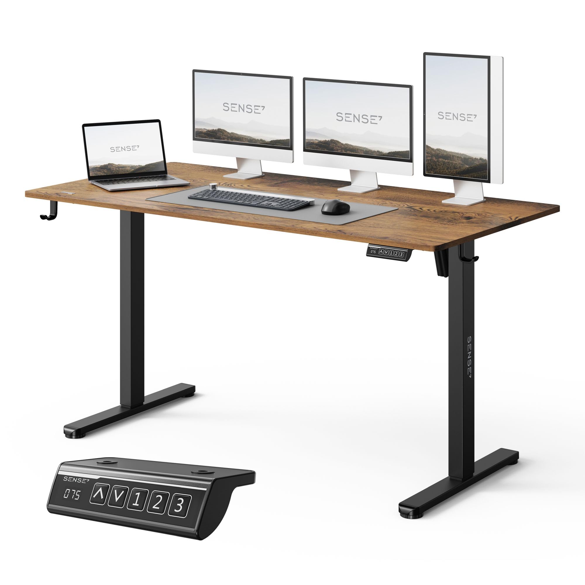 SENSE7 Nojo Light Bureau électrique réglable 140x70cm chêne Noir 70kg