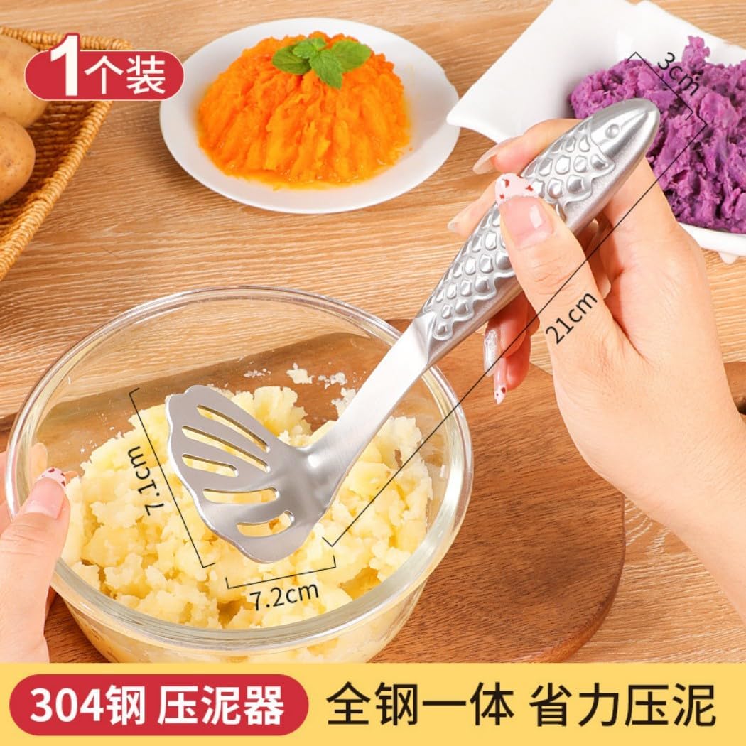 For Kitchen Easy to Clean 土豆 Mashed Potato Masher 压泥器工具304不锈钢家用紫薯山手动压薯捣泥器 Kitchen Utensils for Cookware, Sinks, Dishes,-609