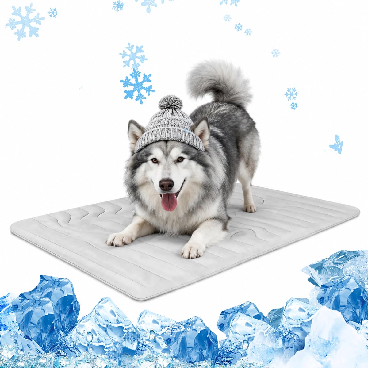 Pfotenchill KüHlmatte, Pfotenchill - Die Innovative KüHlmatte FüR Hunde, SelbstküHlende KüHlmatt FüR Hunde, Groß & Rutschfest, Waschbar, Faltbar Ideal FüR Sommer, Auto, Garten & Reisen (Gray,M)