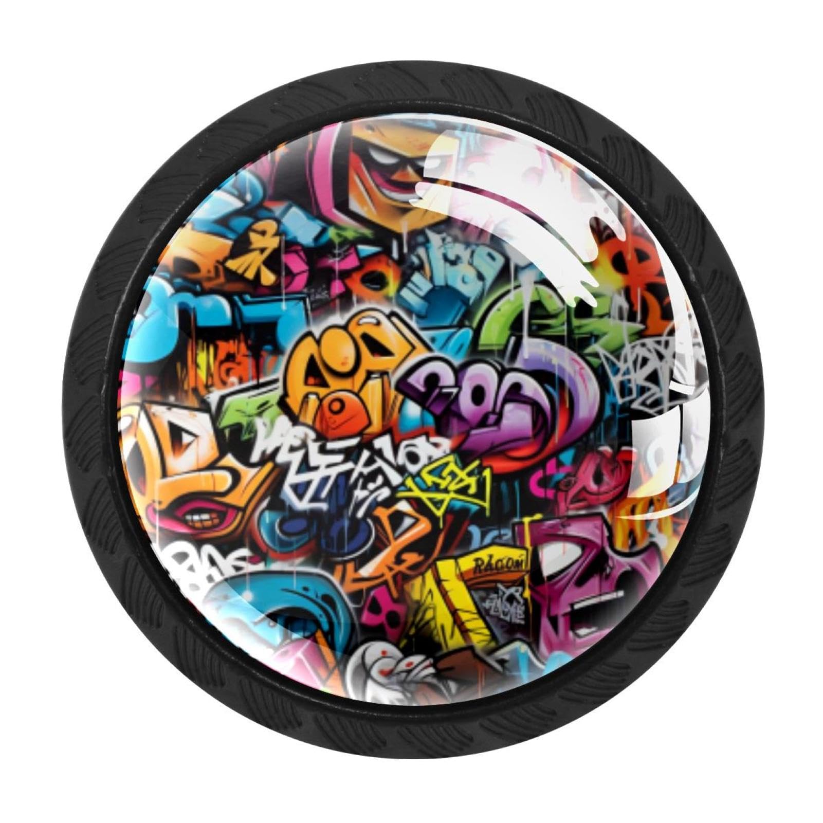 Chenzzzz Multicolored 02 4 Pack Black Doodle Kitchen Handles, Cabinet Pulls Hardware For Cupboard Drawer Knobs Dresser Pulls