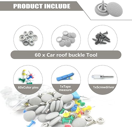 Miniatura 9 de Kit de reparación de techo de automóvil, 60 unidades, retenedor de remaches a presión para techo interior, hebilla de reparación de tela con