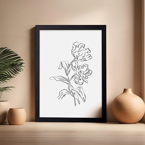 Miniatura 633 de Poster Master Póster de peonías – Estampado de flores retro – Ilustración floral – Ilustración en blanco y negro – Diseño de línea y abstracto –