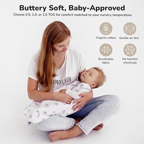 Miniatura 9 de Manta para bebé, para llevar puesta, bolsa de dormir de algodón orgánico, saco de dormir con cremallera de 2 vías