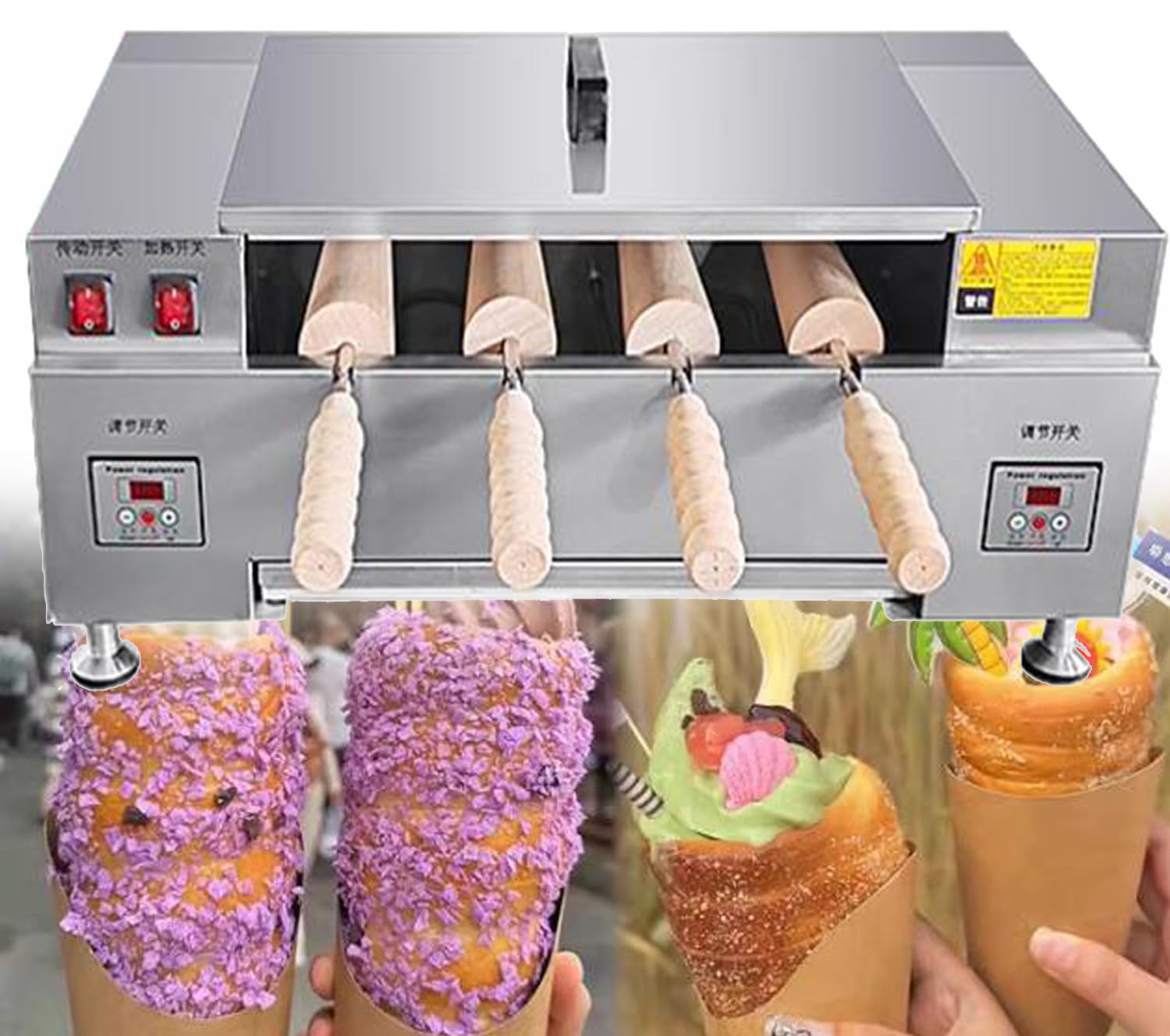 Forno Elettrico a Camino per Rotoli di Torta, Macchina Professionale per la Cottura di Coni Gelato con Display Digitale per Uso in Cucina.，Digitaldisplay