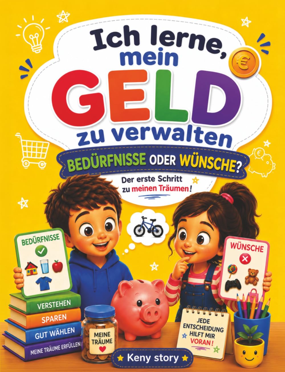 Bedürfnisse oder Wünsche: Die wahre Geschichte hinter dem Geheimnis: Taschengeld, Bedürfnisse, Wünsche, Werbung, Geduld, Dankbarkeit, kluge Kaufentscheidungen, Quiz und Ausmalbilder für Kinder
