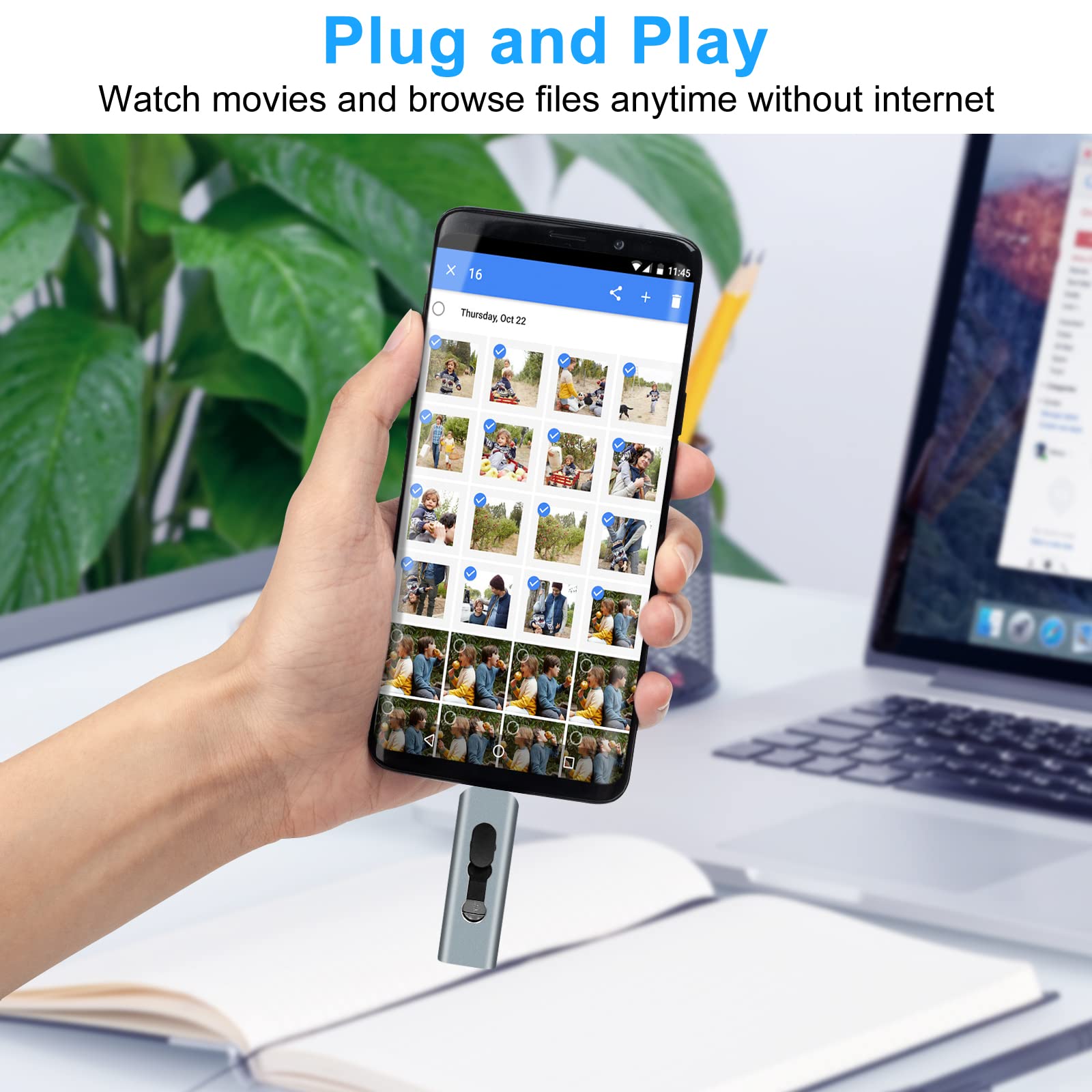 BorlterClamp Pamięć USB 64 GB 3 w 1 OTG 3.0 - Flash Z 3 Portami (USB-C/MicroUSB/USB-A) Do Smartfonów, Komputerów, Laptopów, Telefonów Komórkowych, Samsung Galaxy i Innych