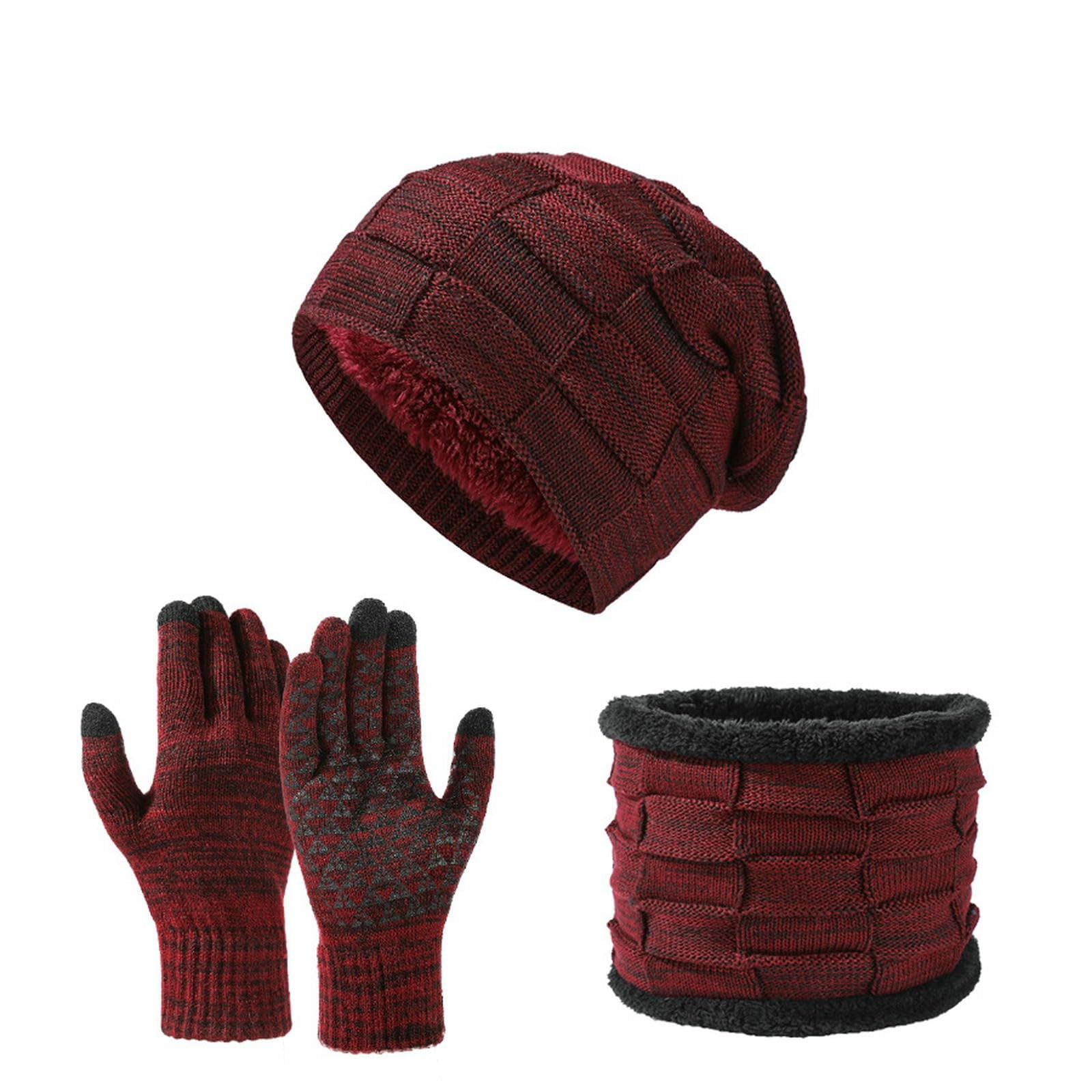 Conjunto de punto invierno con felpa para hombre y mujer rojo