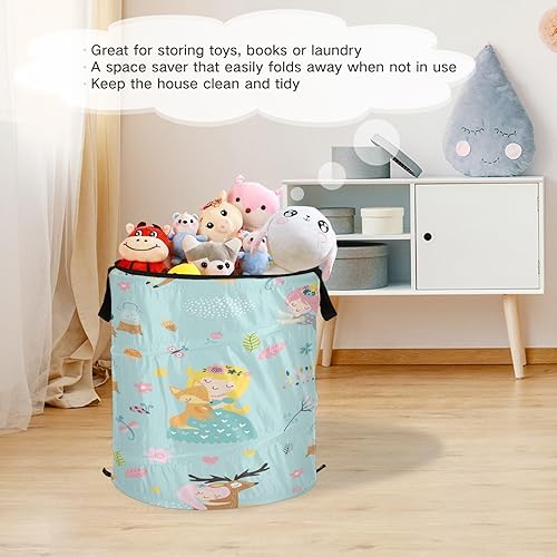 Miniatura 6 de Rack 15 galones plegable cesta de lavandería para niño Patrón infantil Hadas del bosque Bebé, cesto de ropa sucia para nia