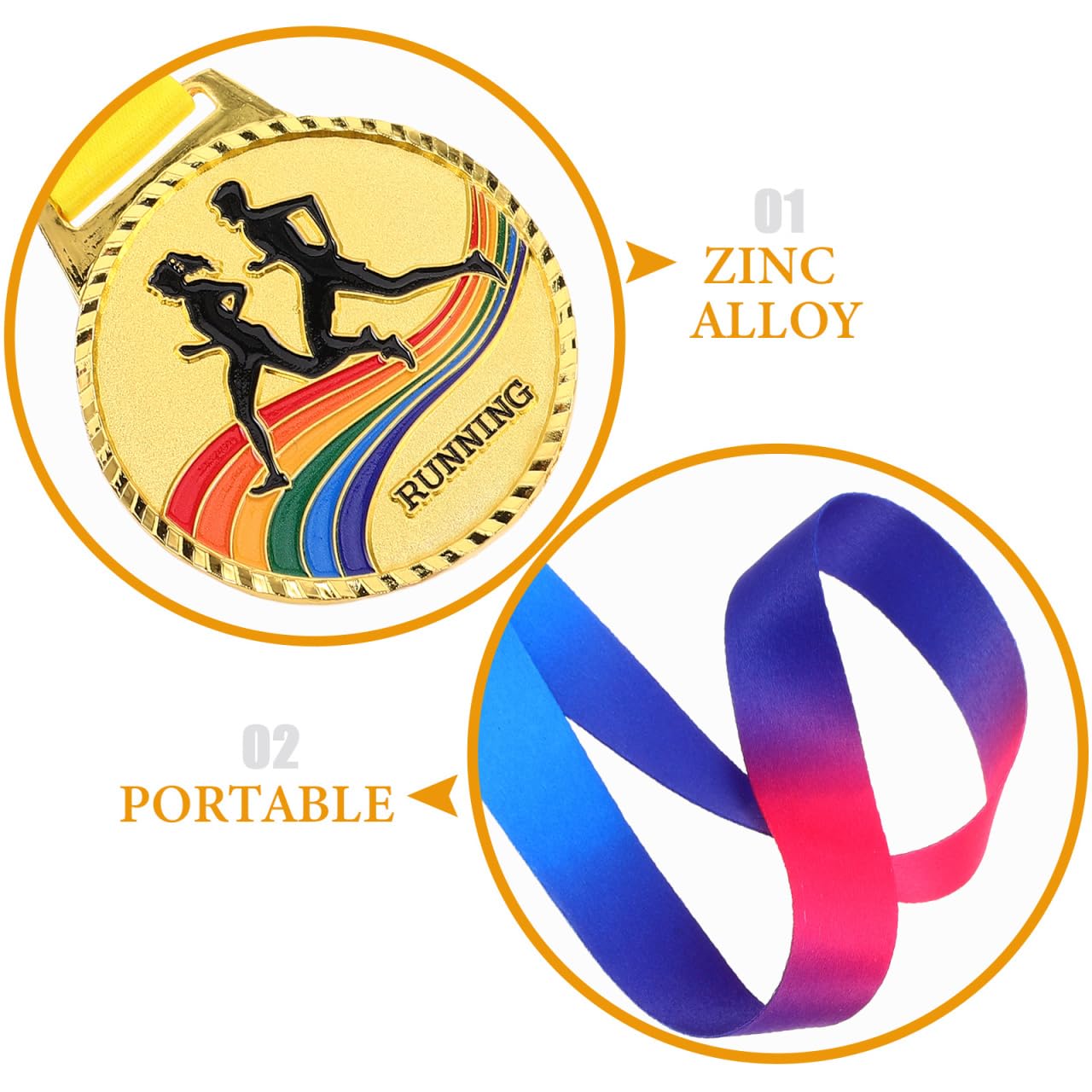 VICASKY Medaille Trophée Sportif Mésaille d'or, MéDailles Métal DiamèTre 7 Cm avec Collier pour Enfants étudiants Compétition Récompenses des Sports Jeux La Fête Récompense Les Gagnants Sportives - 5