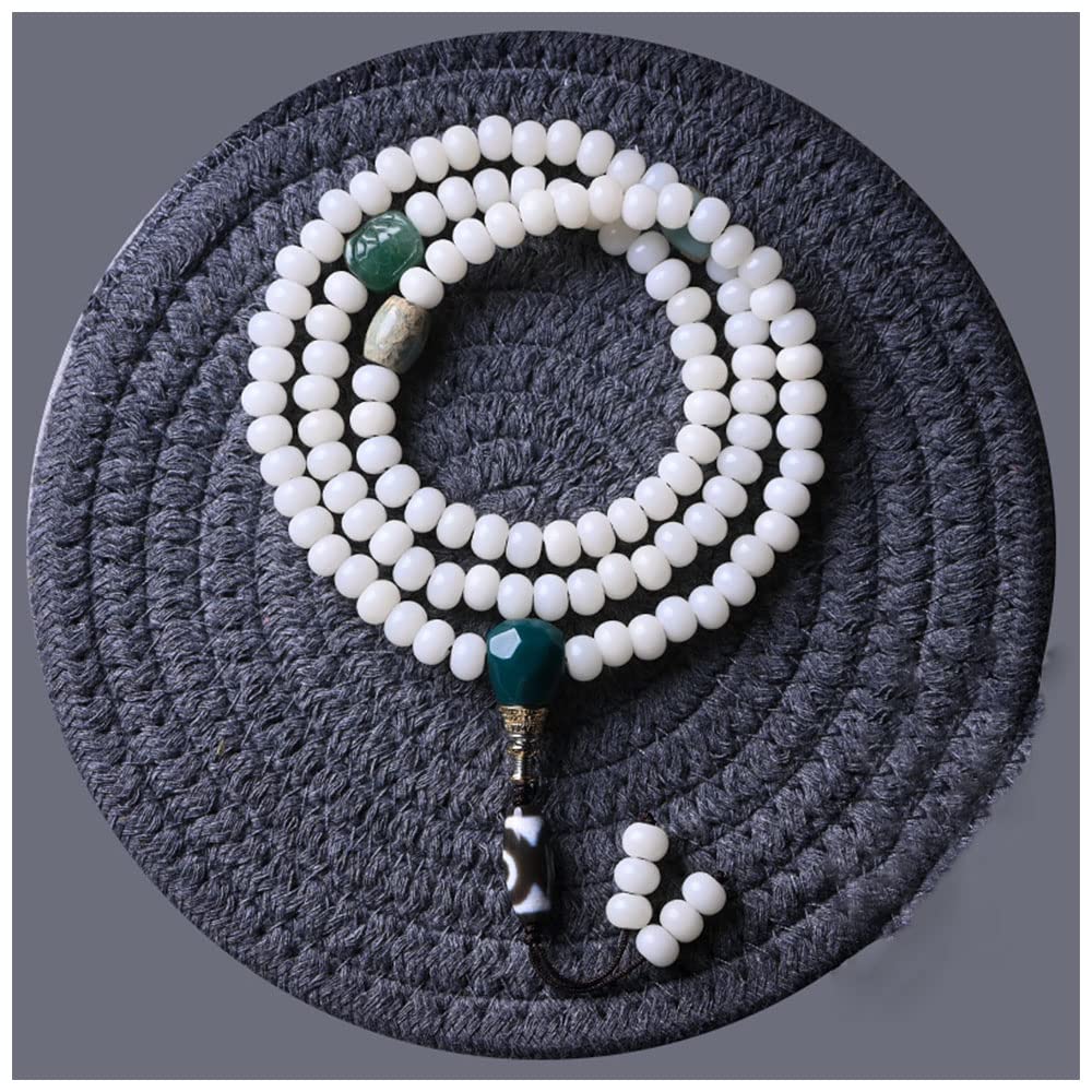 Collana con Braccialetto di Perline radice Bodhi Bianca in