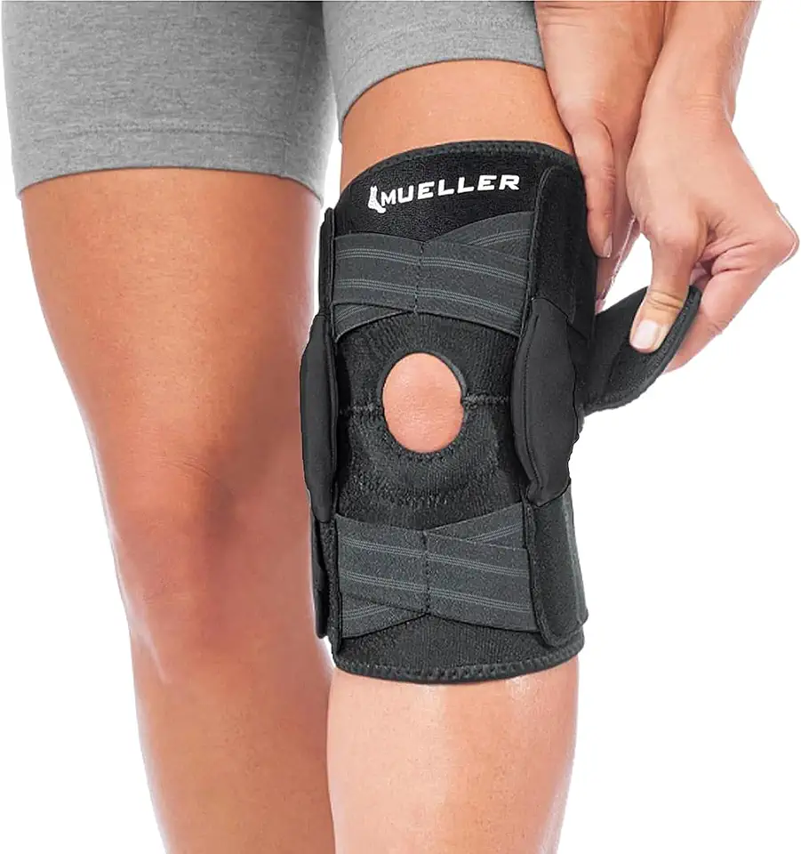 Joelheira Mueller Sports Medicina ajustável articulada, preto/cinza, tamanho único