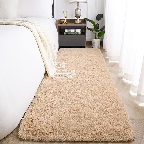 Jelymark - Alfombra de interior peluda, mullida y supersuave para dormitorio, de 2 x 6 pies, para sala de estar, decoración del hogar, dormitorio y