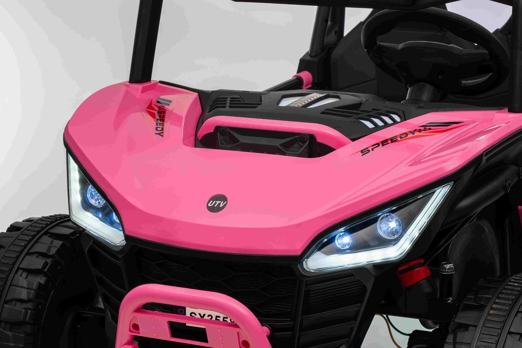 T-REX Ride 4x4 elektryczny samochód dla dzieci, 24 V, róże, odtwarzacz MP3 z wejściem USB/AUX, napęd 4 x 4, bateria litowa, zawieszenie, pilot zdalnego sterowania, oświetlenie LED