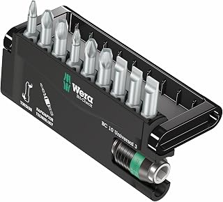 Wera 05073410001 Bit-Check Set 8600-9/TZ SB Torsion Extra-Tough with Rapidaptor, for Drill/Drivers, Metal Jointing, SL, PZ, PH 10pc