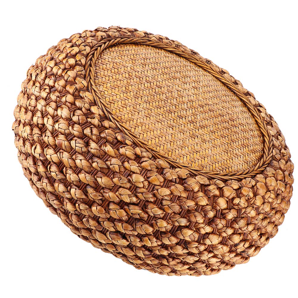 Round Pouf Tatami Cushion,Hand-Woven Soft Japanese‑ Cattail Floor Mat Pouf Sponge Filling Tatami Meditation Seats Cushion for Zen,Yoga,Tea Ceremony,