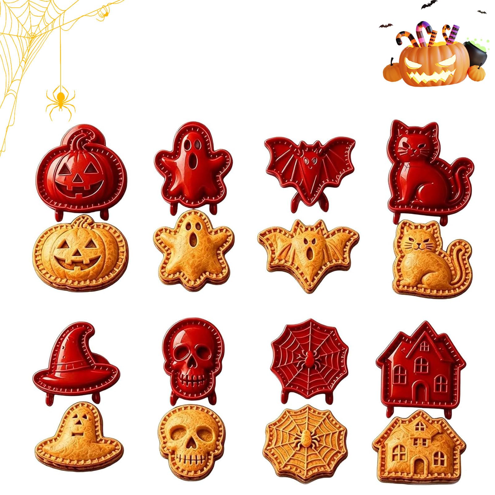 Juego de mini moldes para tartas de mano, cortador de repostería y sellador
