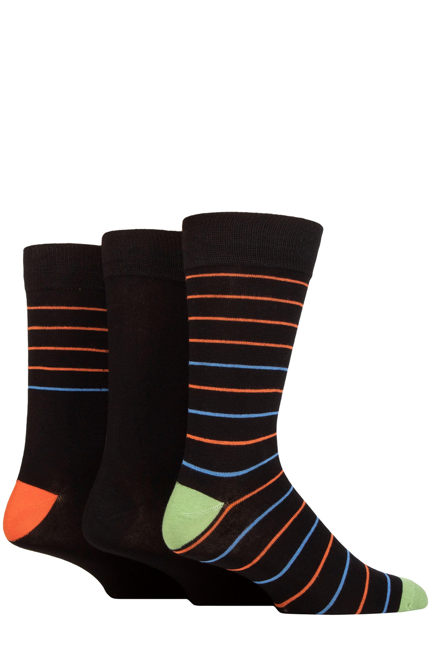 GlenmuirMens Patterned Bamboo Socks Pack of 3 (7-11, Small Stripes Black)