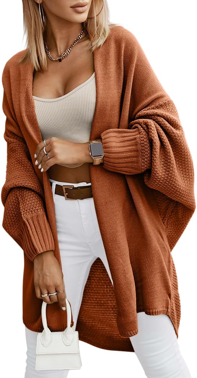 Oversized Cardigans for Women Fall 2024 Trendy Open Front Batwing Sleeve Long Cardigan Sweaters