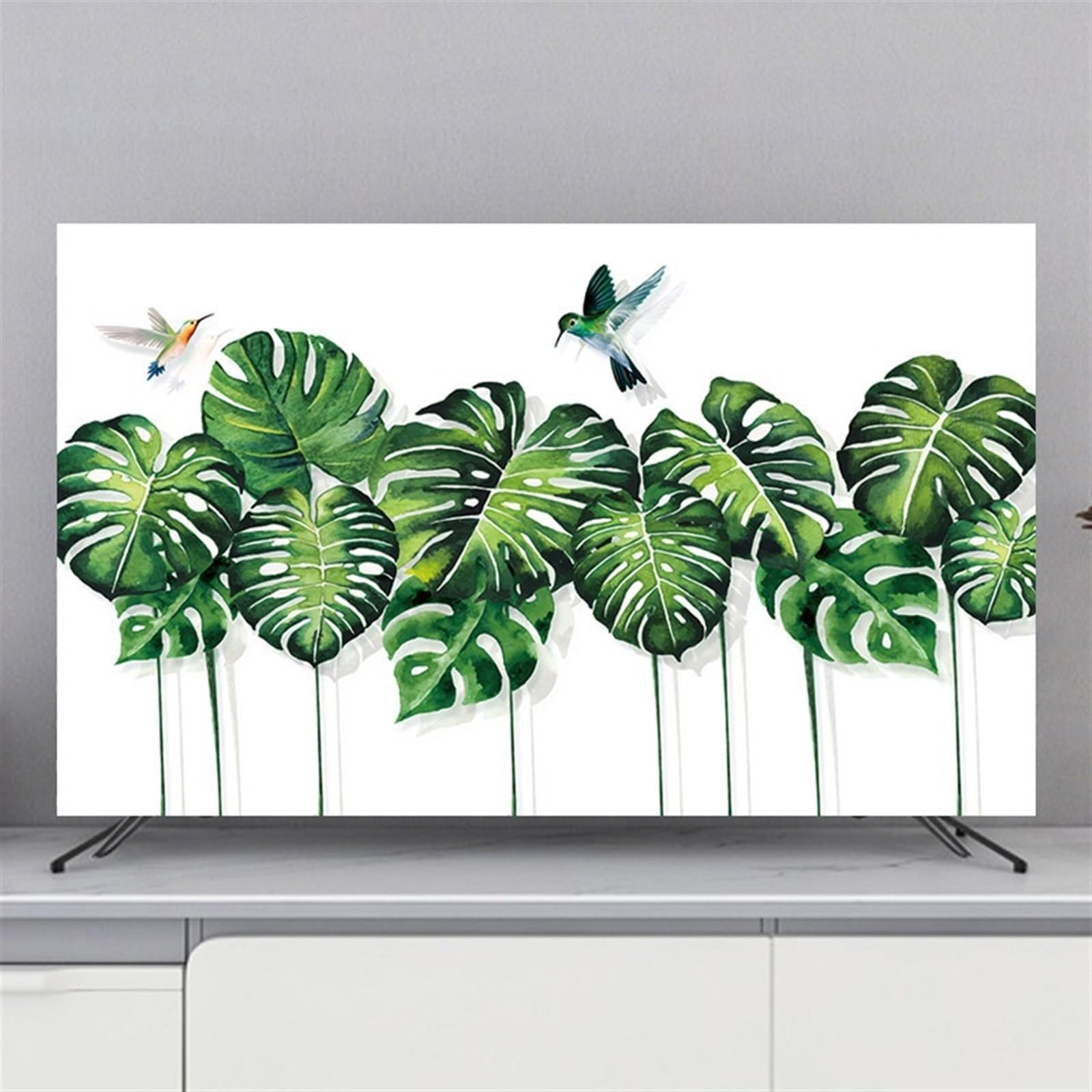 Pokrowiec Na Telewizor Nowoczesny Wzór Projektowania Dla Niezdejmowanej Zewnętrzny Pokrowiec Na Telewizor Dla Wewnętrznego Pokoju Domowego Salonu(70 inches,Leaf-B)