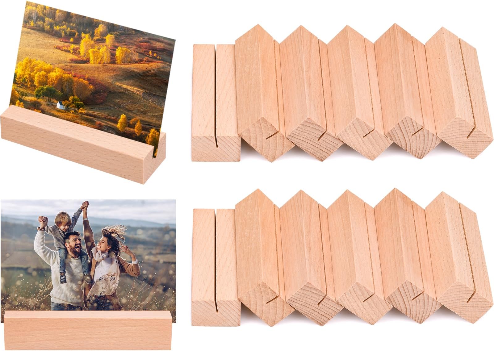 Lot De 20 Supports Photo Carte Bois Naturel – Porte-Menu Mariage Rustique, Marque-Place Anniversaire Ou Table D’Hôte – Style Champêtre Éco