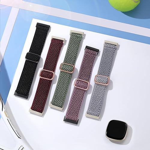 Miniatura 7 de Adorve Compatible con Fitbit Versa 3Fitbit Versa 4Fitbit SenseSense 2 bandas para mujeres y hombres, correa deportiva de nailon elástico ajustable