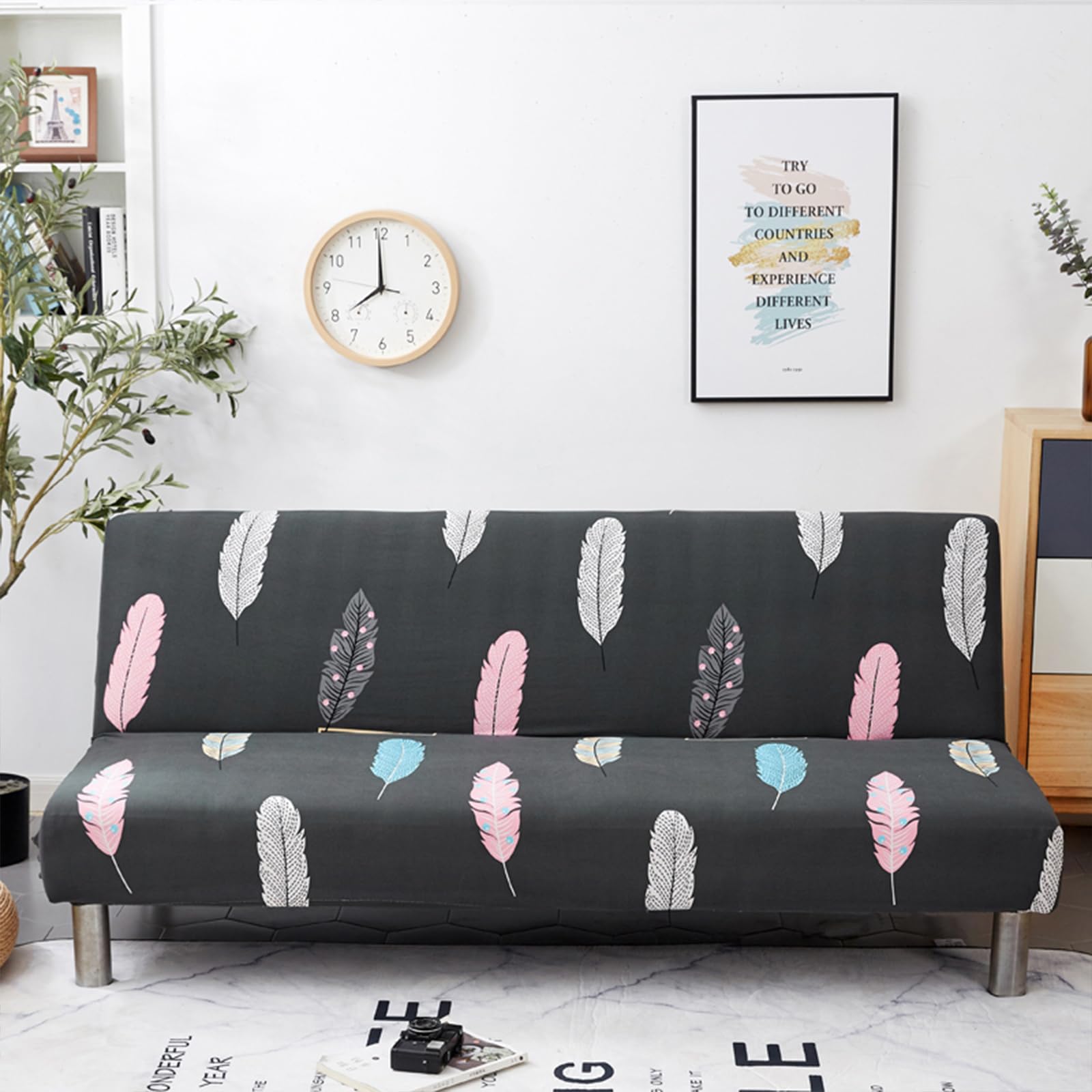 Housse de protection de futon extensible taille S pour clic-clac et canapé sans accoudoirs