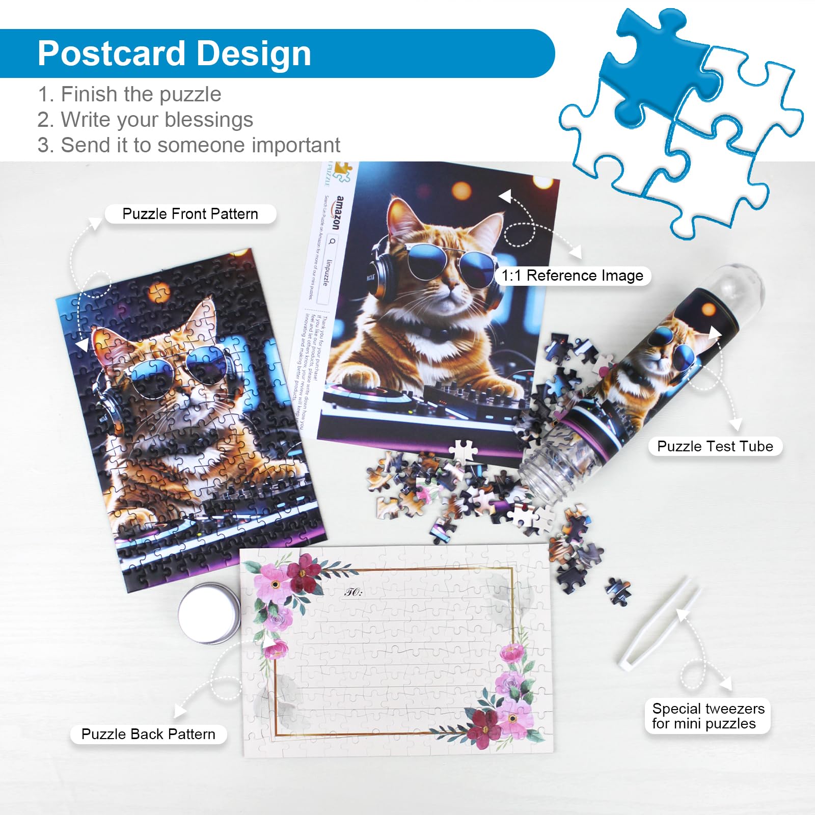 Mini Jigsaw Puzzles for Adults (4 Packs) 150 Pcs Puzzle with Reference Blueprint, Micro Puzzle - Image 3