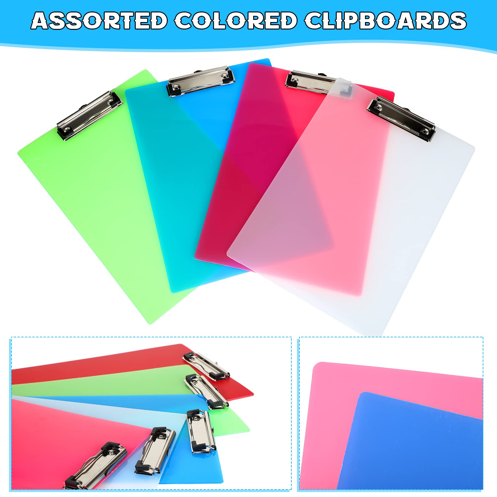 30 pezzi Appunti in plastica con clip a basso profilo, formato A4, con clip a forma di lettera, per bambini, adulti, casa, ufficio, classe, 30 x 20 cm (stile classico)