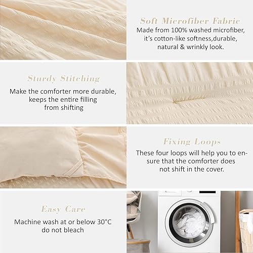 Miniatura 4 de ALEISSEL Juego de edredón de rayas verde salvia, tamaño Queen, juego de edredón plisado tamaño Queen, juego de ropa de cama ultrasuave verde salvia