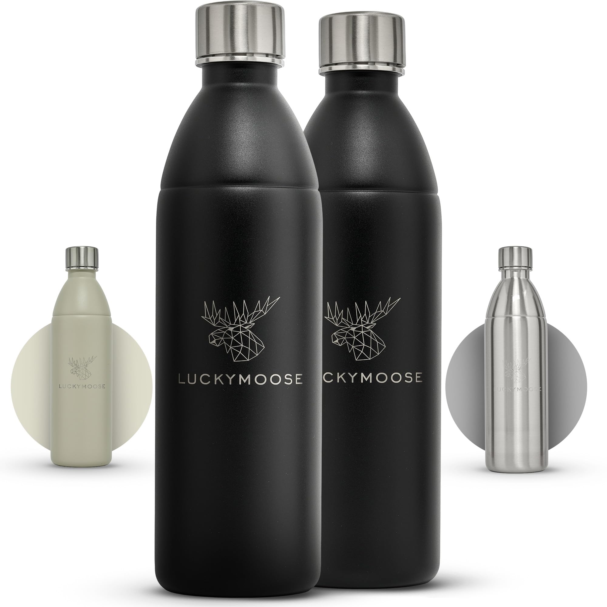 Luckymoose Infinity Edelstahlflasche (1,1L) kompatibel mit SodaStream DUO & TERRA Wassersprudler – Umweltfreundlich, Bruchsicher und Spülmaschinenfest – hochwertiger 304 Edelstahl statt Plastik