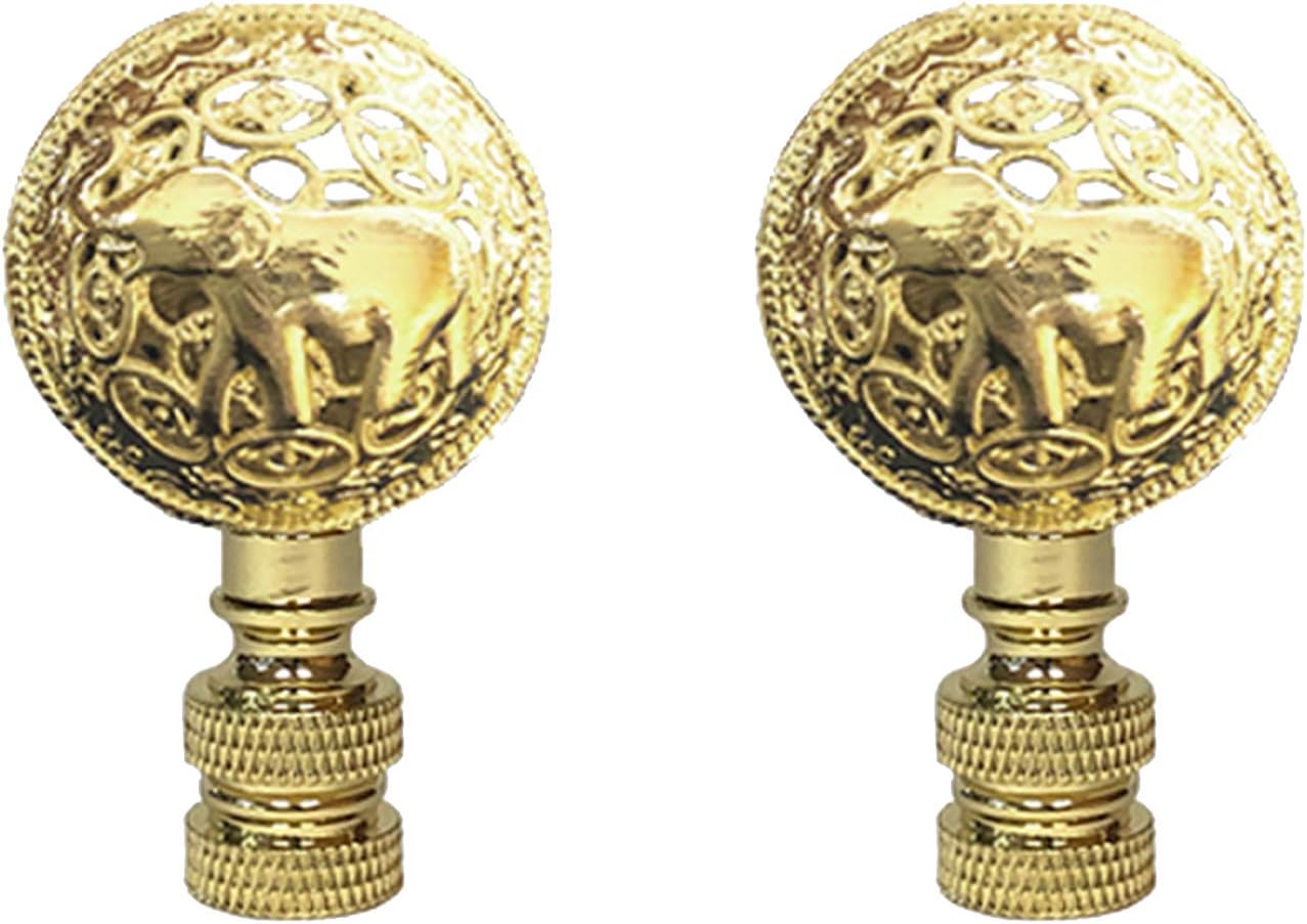 Royal Designs, Inc. Decorative Baby Elephant Finial for Lamp Shade, Antique Brass - Pack of 2