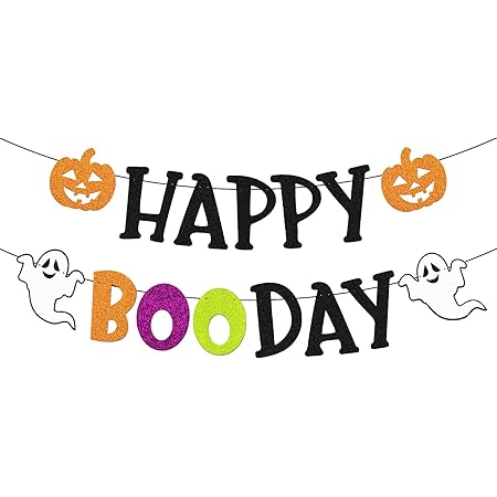 JeVenis Happy Boo Day Banner - Rosa Halloween Ballons & Ghost Deko Für Geburtstagsfeiern