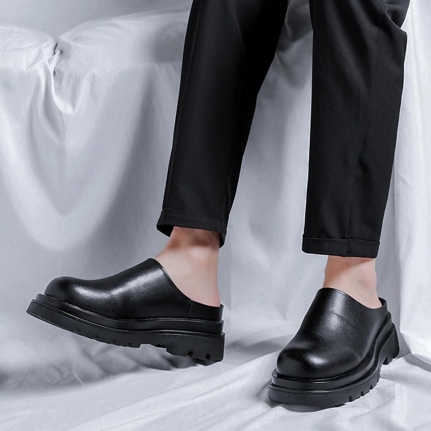 個性的な】ローファー24cmクリアソール厚底軽量モード地雷オフィス