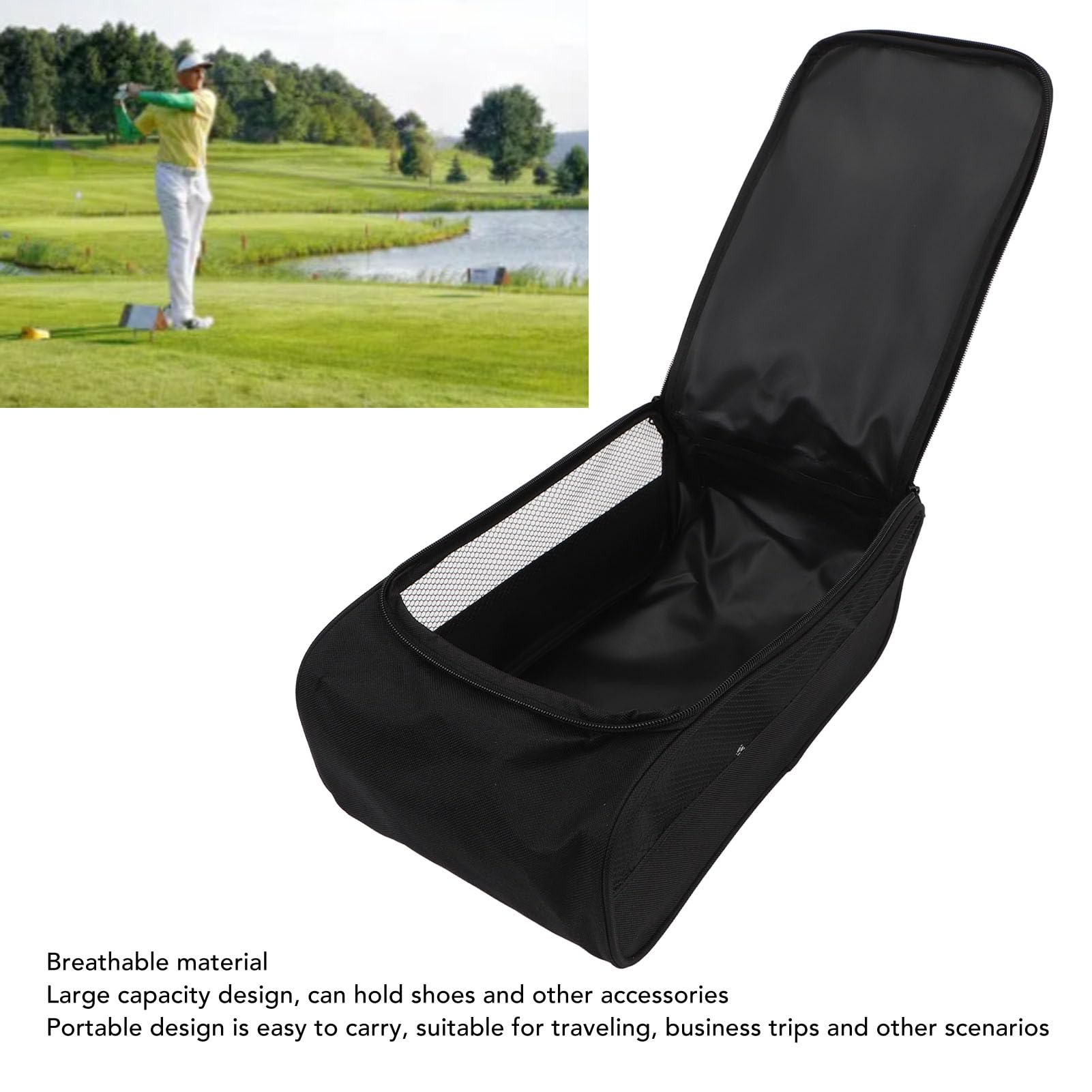 Golfschuhtasche, Tragbar mit Viel Platz, Sporttasche, Atmungsaktiv und Leicht zu Reinigen für Reisen, Golf, Outdoor, Fitness, Camping