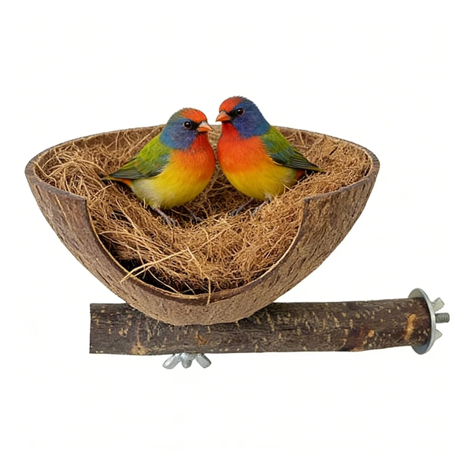 Kokosnussschale-Vogelnest for Käfigfaser mit warmem Pad-Versteck-Schaukelspielzeug for Sittich-Kanarien-Hamster(Color 2)
