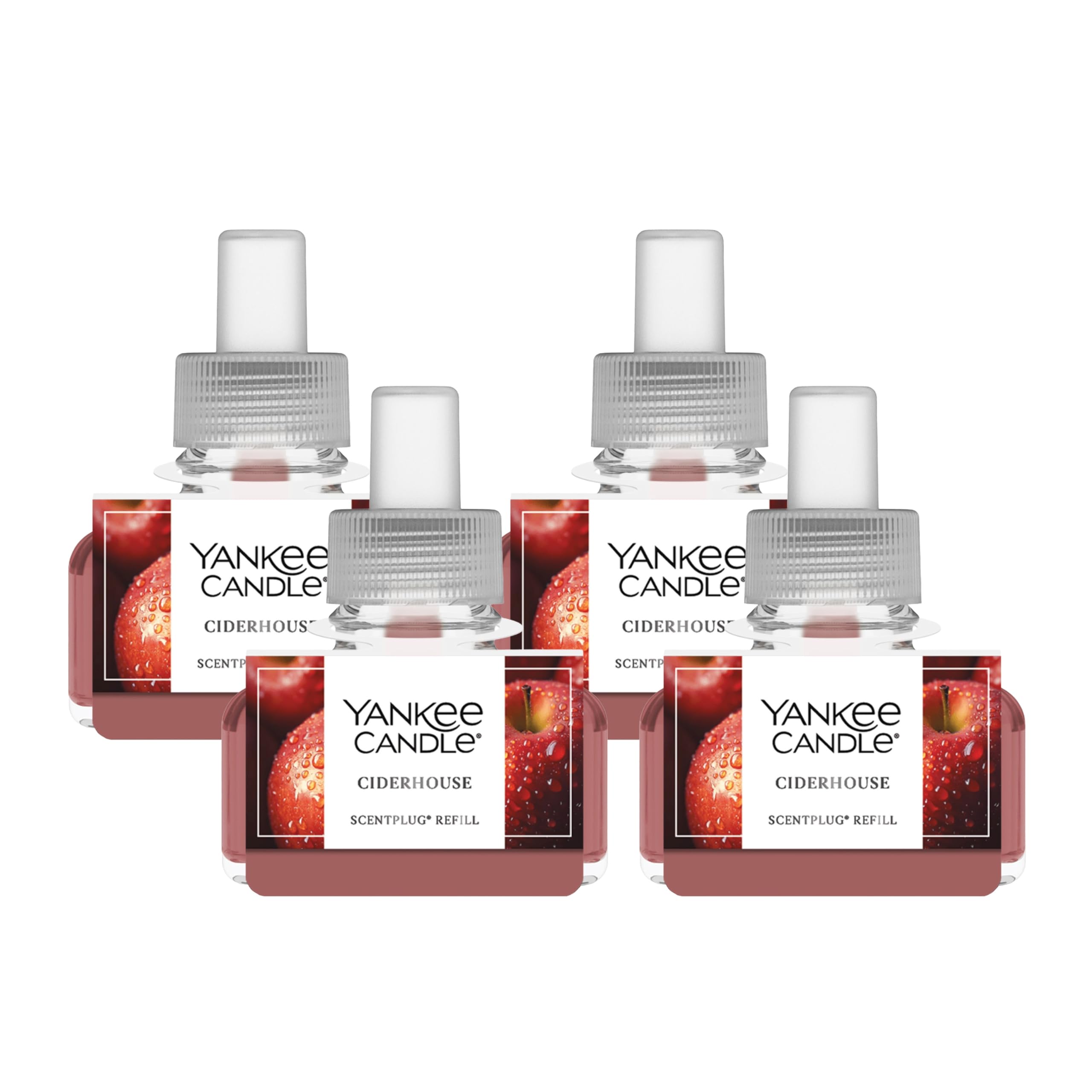 Yankee Candle ScentPlug Refill for Plug in Air Fresheners, Scented Oil Refills, Long Lasting Home Fragrance, Odor Eliminating Fragrance, Ciderhouse (Pack of 4)