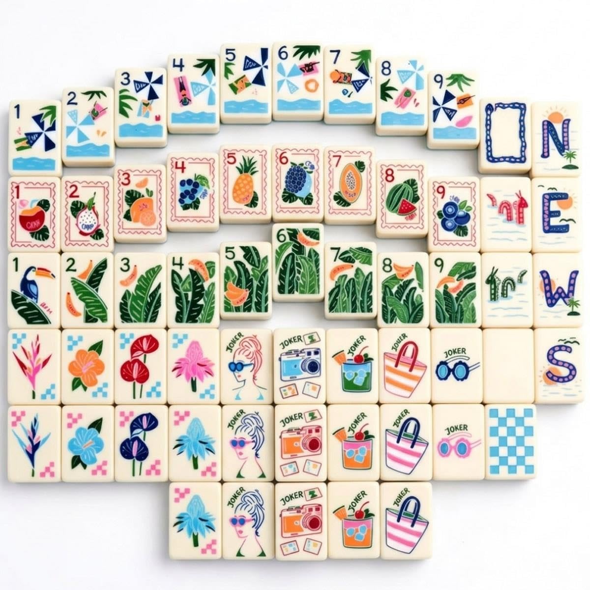 Set di Mahjong a tema - 160 tessere acriliche da collezione con 3 dadi