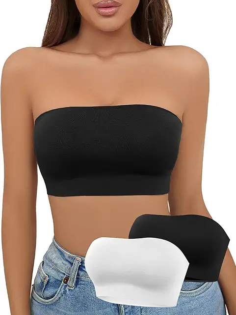 Lot de 2 soutiens-gorge bandeau sans bretelles femme - Confortable et extensible