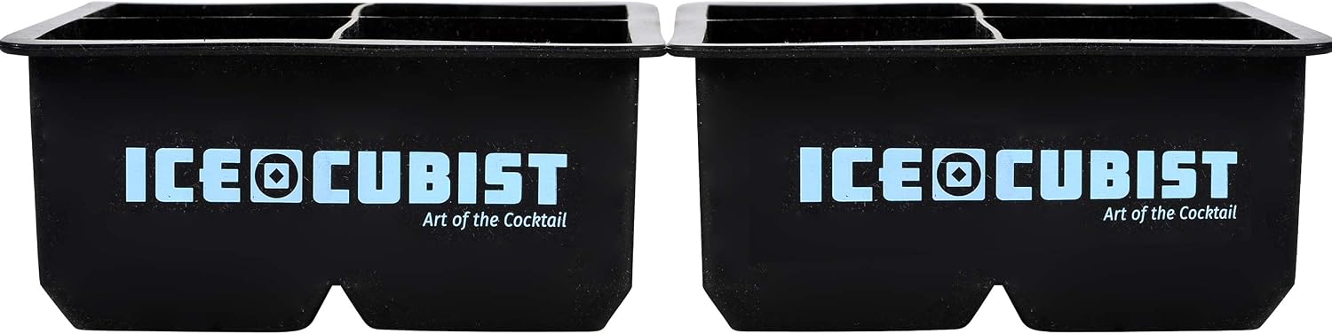 Ice Cubist Huge Square Ice Mold Tray - 2 Pack - Makes Extra Large 2.25 Inch Ice Cubes - Bar Accessories for Cocktails, Whiskey and More - Each Freezer Tray Makes (4) 2.25" Ice Cubes