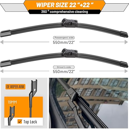 Miniatura 3 de OEM Windshield Wiper Blades Replacement for Chevy Silverado GMC Sierra 2014 2015 2016 2017 2018, High Performance Front Beam Wiper Blades, OE Style,